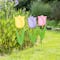 Glitzhome® 24" Easter Metal Tulips Yard Stake Set